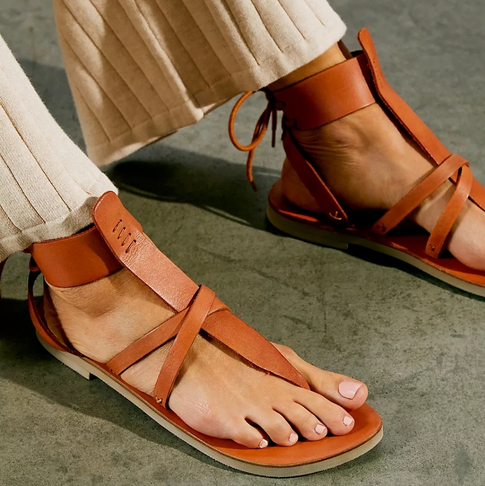 Free People Tan Leather Sandals